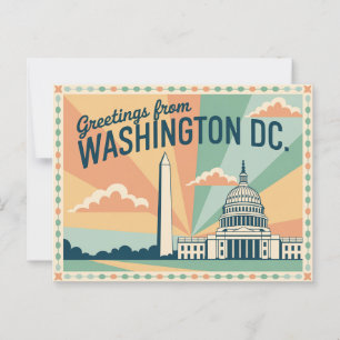 Carte postale vintage Washington DC Salutations