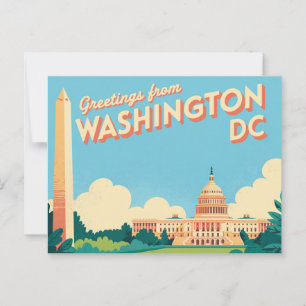 Carte postale vintage Washington DC Salutations