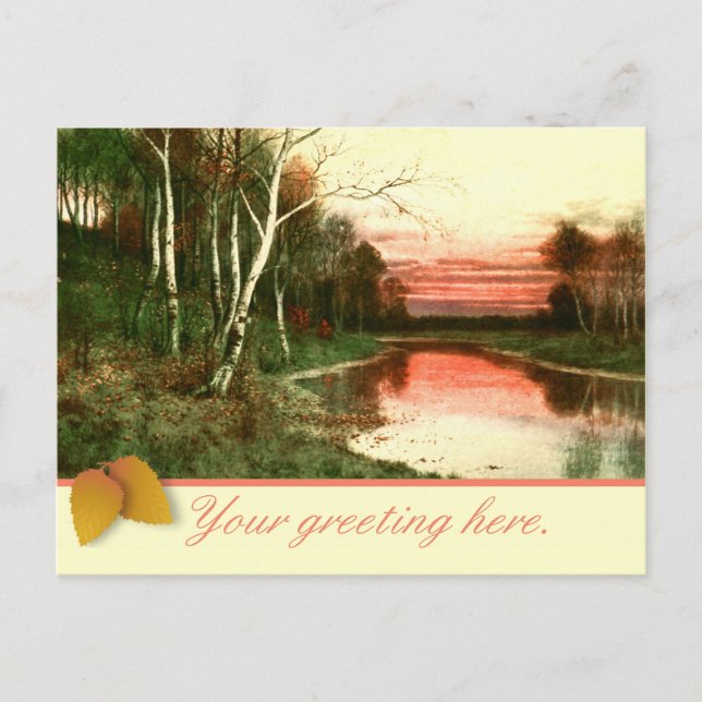 Carte postale vintage Watercolor Fall Landscape Sc (Devant)