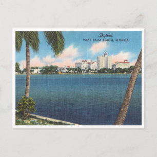 Carte Postale Vintage West Palm Beach, Floride Skyline
