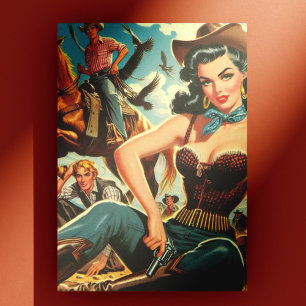 Carte Postale Vintage Western Country Girl