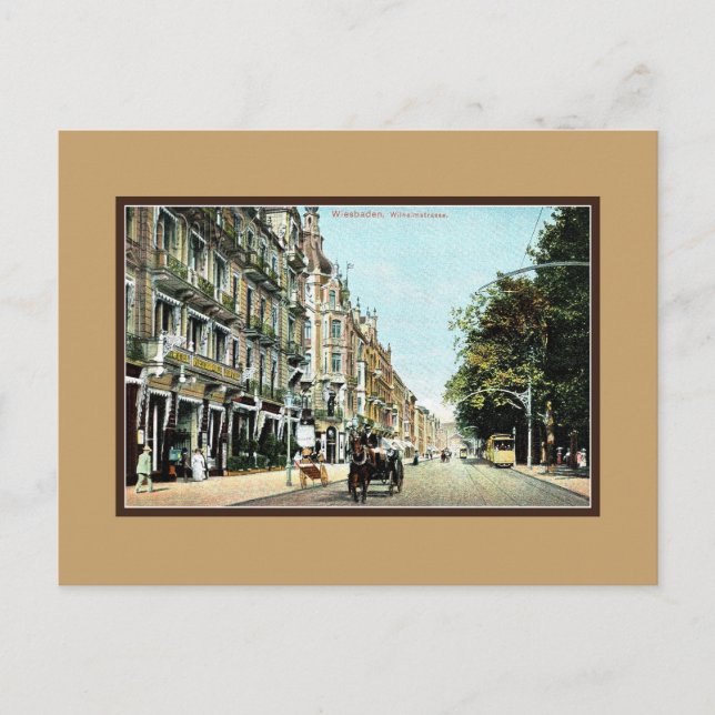 Carte Postale Vintage Wiesbaden Allemagne Wilhelmstrasse (Devant)