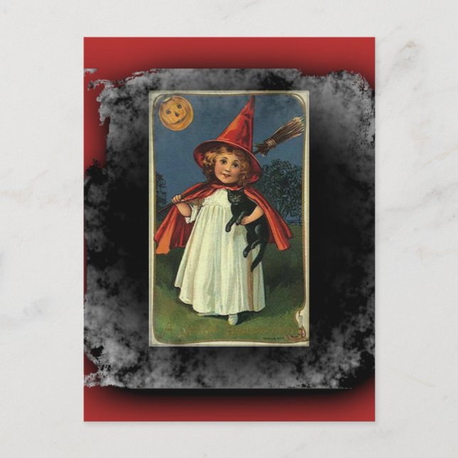 Carte Postale Vintage Young Halloween Witch (Devant)