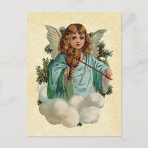 Carte Postale VintageDesign Cherub Jouer du violon dans les nuag