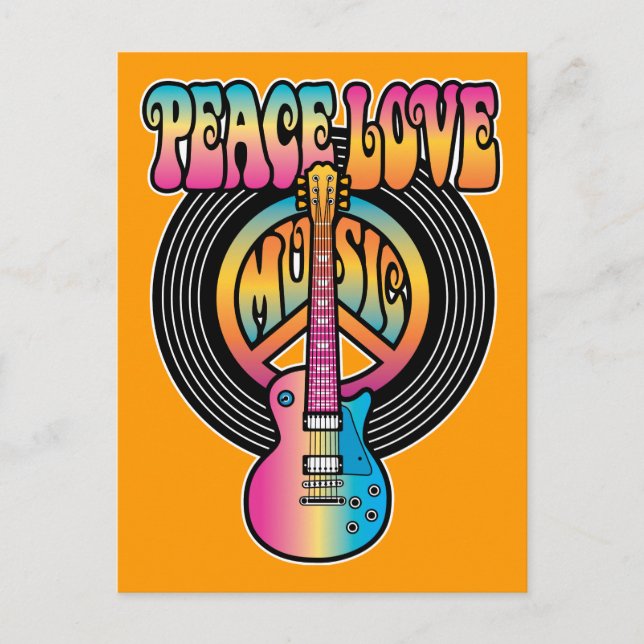 Carte Postale Vinyl Peace Love Music (Devant)