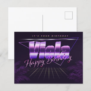 Carte Postale Viola Nom Prénom lila Date d'anniversaire