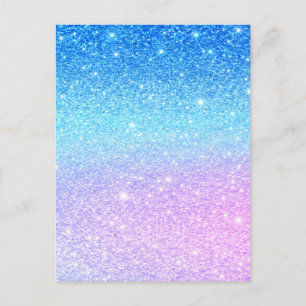 Carte Postale Violet chic ombré bleu pailleté moderne
