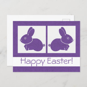 Carte Postale Violet Joyeux lapin de Pâques