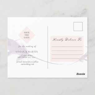 Carte Postale Violet Lavande & Peach Photo Enregistrer La Date