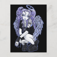 Carte postale violette gothique de fée d'ange