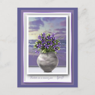 Carte Postale violettes dans un bocal de lune