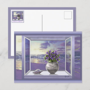 Carte Postale violettes dans un bocal de lune