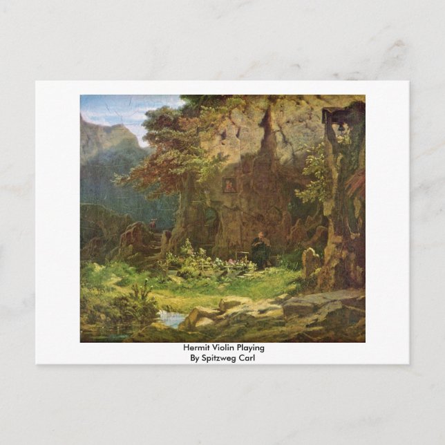 Carte Postale Violon Hermite Jouant Par Spitzweg Carl (Devant)