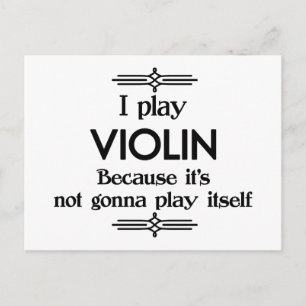 Carte Postale Violon - Jouer tout Seul Musique Deco Drôle