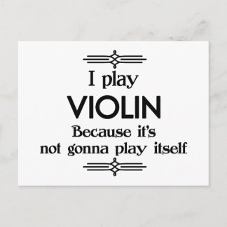 Carte Postale Violon - Jouer tout Seul Musique Deco Drôle