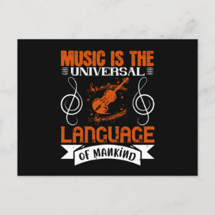 Carte Postale Violon - La Musique Est La Langue Universelle