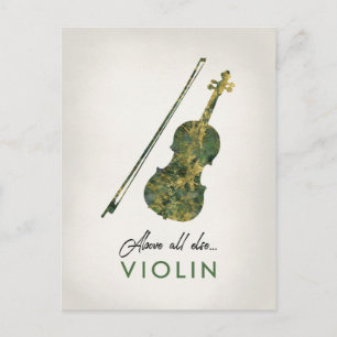 Carte Postale Violon - Musique de marbre vert
