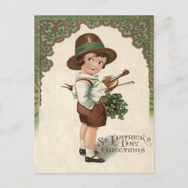 Carte Postale Violon Shamrock fille (Devant)