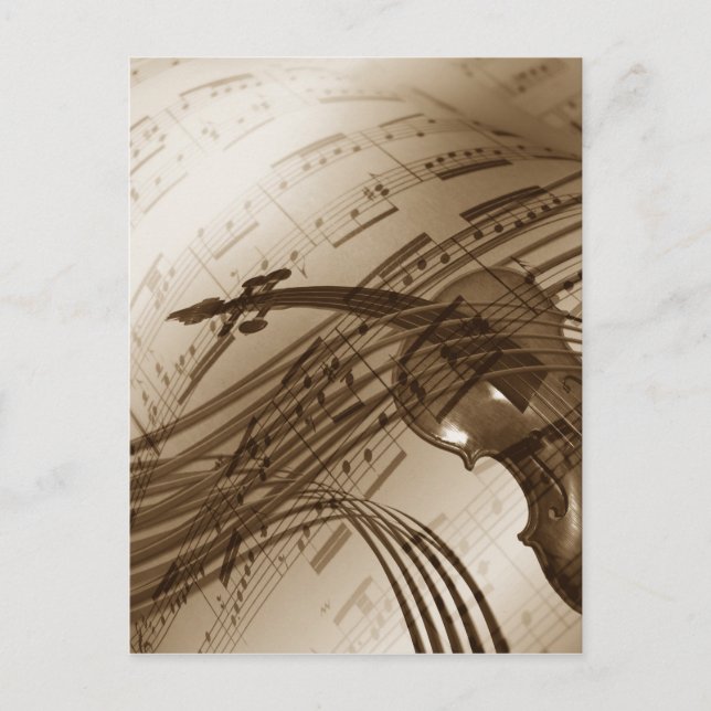 Carte Postale Violon vintage et Partition (Devant)