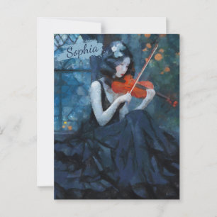 Carte Postale Violoniste gothique Imaginaire foncé dans le jardi