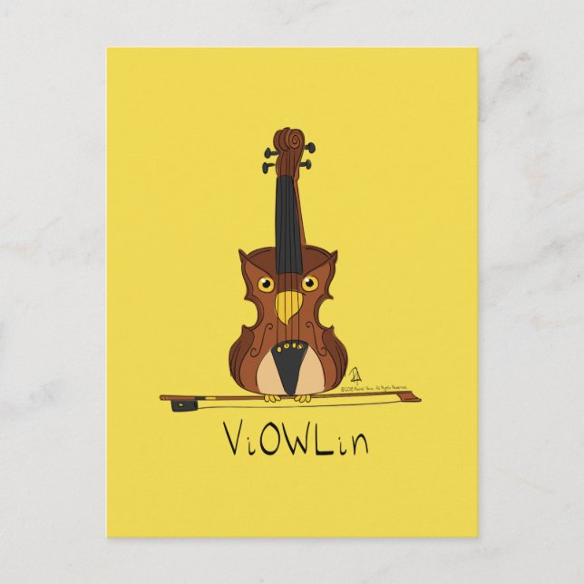 Carte postale ViOWLin Chouette violon (Devant)