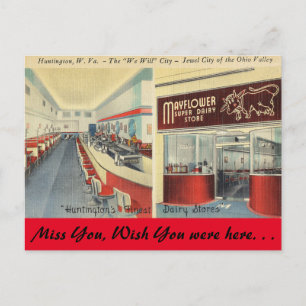 Carte Postale Virginie-Occidentale, magasin de lait Mayflower, H