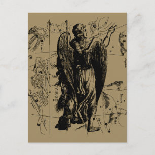 Carte Postale Virgo Constellation Hevelius Etching Style
