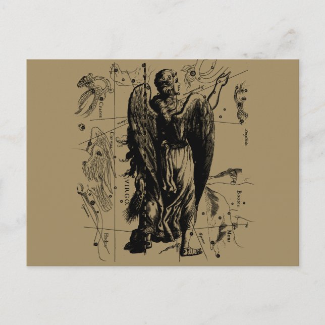 Carte Postale Virgo Constellation Hevelius Etching Style (Devant)