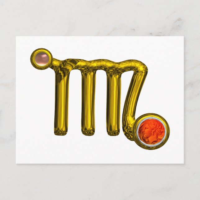 CARTE POSTALE VIRGO / GOLD ORANGE AGATE ZODIAC JEWEL D'ANNIVERSA (Devant)