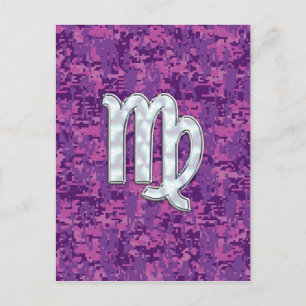 Carte Postale Virgo Sign on Pink Fuchsia Camouflage numérique