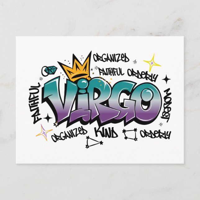 Carte Postale Virgo zodiac graffiti (Devant)