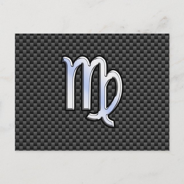 Carte Postale Virgo Zodiac Sign on Charcoal Carbon Fiber Style (Devant)