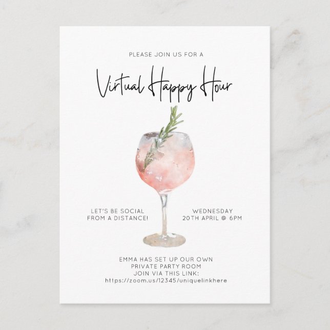 Carte Postale Virtual Happy Hour Social Distance Cocktail Party (Devant)