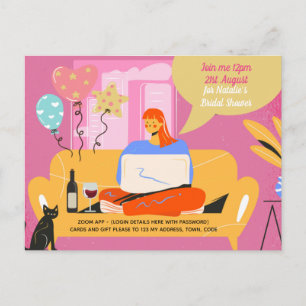Carte Postale Virtual Party Baby Fête des mariées Anniversaire G