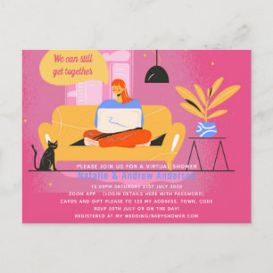 Carte Postale Virtual Party Baby Fête des mariées Anniversaire G