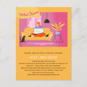Carte Postale Virtual Party Baby Fête des mariées Anniversaire G