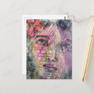 Carte Postale Visage abstrait avec collage grunge de texte