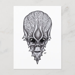 Carte Postale Visage Alien, Reconstruction faciale du crâne afri