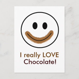 Carte Postale Visage au chocolat "J'AIME vraiment le chocolat !"