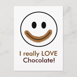 Carte Postale Visage au chocolat "J'AIME vraiment le chocolat !"