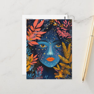 Carte Postale Visage dans les plantes