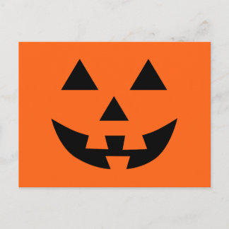 Carte Postale Visage de Citrouille Drôle Halloween
