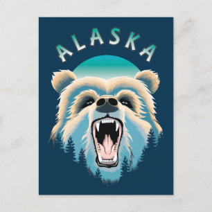 Carte Postale Visage de l'ours grizzli - Alaska Wildlife