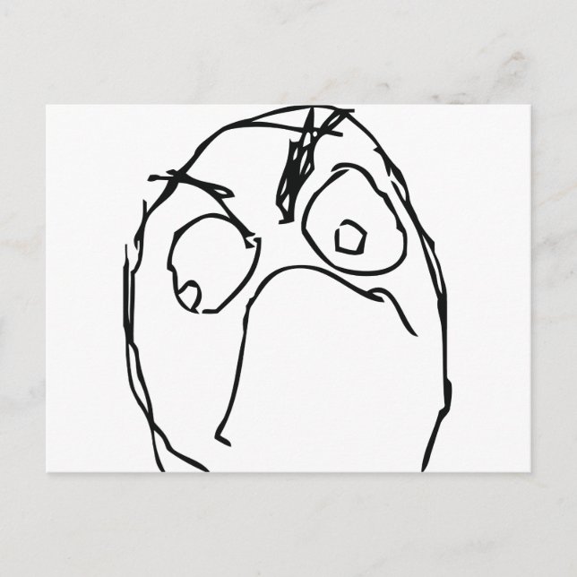 Carte Postale Visage de mème malheureux en colère (Devant)