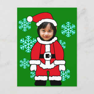 Carte Postale Visage de Noël personnalisé coupé