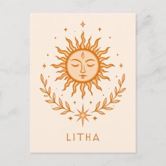 Carte Postale Visage de soleil céleste itha Couronne botanique A