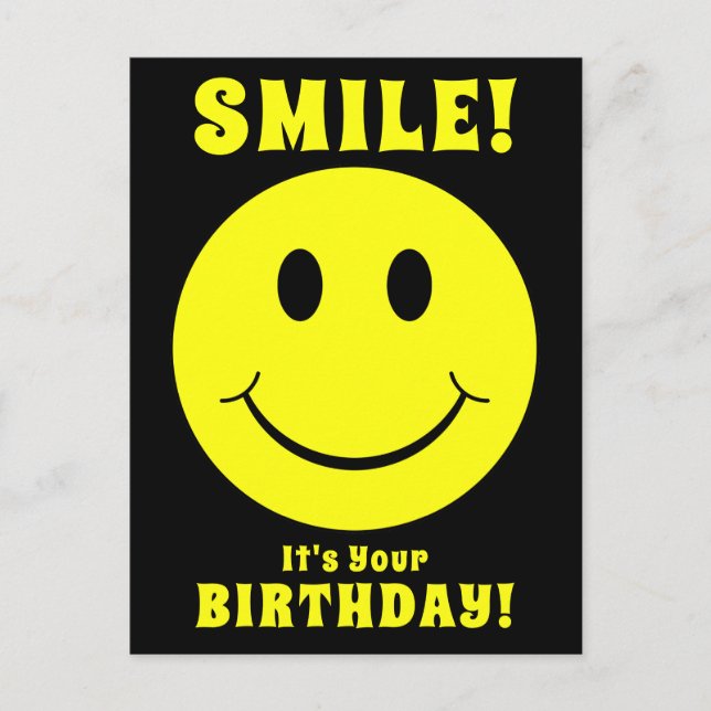 Carte Postale Visage Jaune Heureux Sourire C'est Ton Anniversair (Devant)