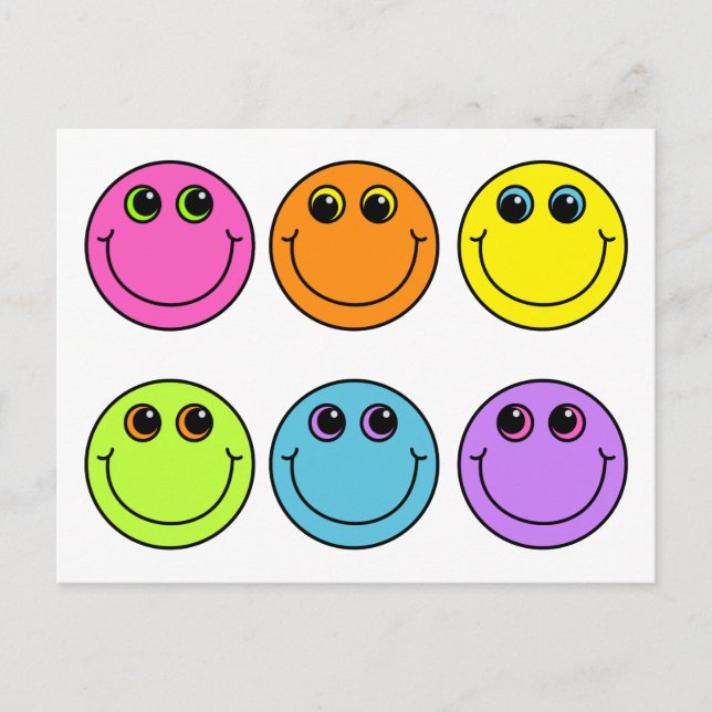 Carte Postale Visages Emoji colorés (Devant)
