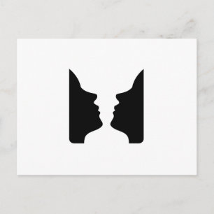 Carte Postale Visages ou vase - illusion de deux visages comme u