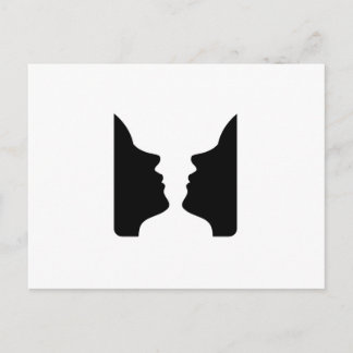 Carte Postale Visages ou vase - illusion de deux visages comme u